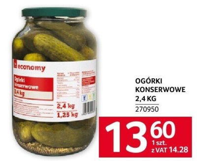 Ogórki konserwowe 2,4 KG economy promocja w Selgros