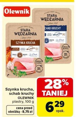 Szynka krucha, schab kruchy OLEWNIK plastry, 100 g promocja w Carrefour