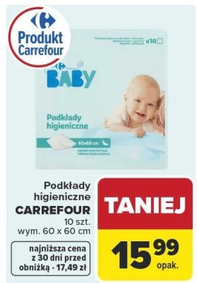Podkłady higieniczne CARREFOUR BABY promocja w Carrefour