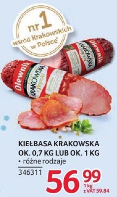 Kiełbasa Krakowska Olewnik 0,7 kg lub 1 kg promocja w Selgros