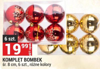 Komplet bombek śr. 8 cm, 6 szt., różne kolory promocja w Merkury Market