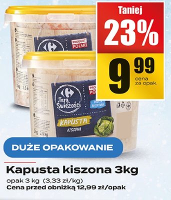 Kapusta kiszona Carrefour 3kg promocja w Supeco