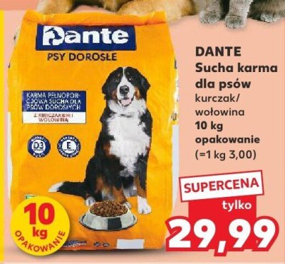 Sucha karma dla psów kurczak Dante promocja w Kaufland