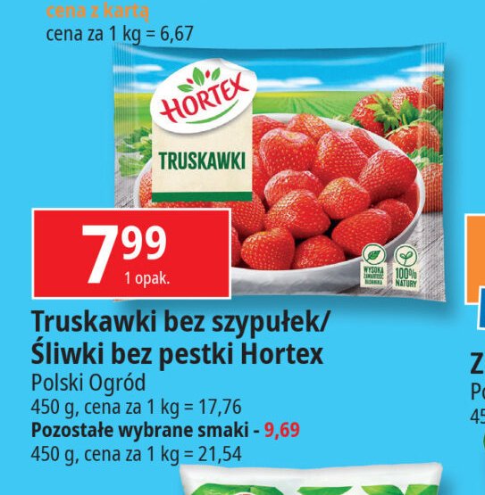 Truskawki bez szypułek Hortex promocja w Leclerc