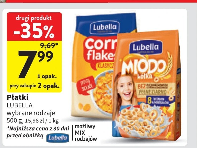 Płatki kukurydziane klasyczne Lubella corn flakes promocja w Intermarche