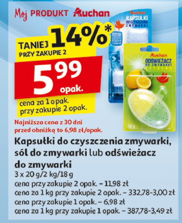 Odświeżacz do zmywarki cytryna Auchan różnorodne (logo czerwone) promocja