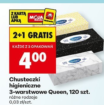 Chusteczki higieniczne 3-warstwowe Queen, 120 szt. promocja w Biedronka