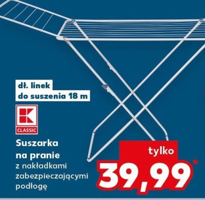 Suszarka na pranie z nakładkami zabezpieczającymi podłogę promocja w Kaufland