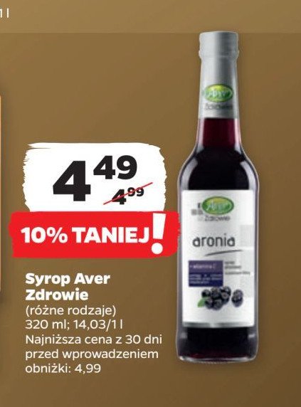 Syrop aronia AVER promocja w Netto