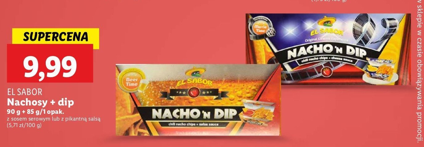 Chipsy nacho + dip pikantna salsa El sabor promocja