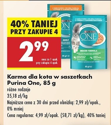 Karma dla kota kurczak z zieloną fasolką Purina one promocja