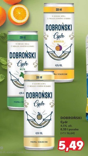 Cydr marakuja DOBROŃSKI promocja w Kaufland