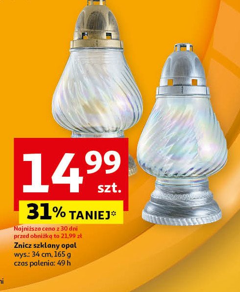 Znicz szklany opal promocja w Auchan