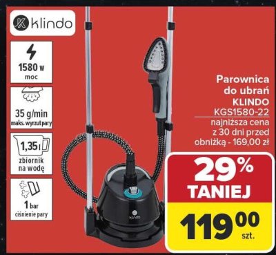 Parownica do ubrań KLINDO KGS1580-22 promocja w Carrefour