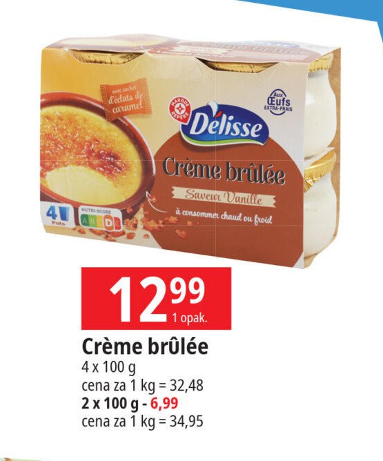 Krem brulee Wiodąca marka delisse promocja w Leclerc