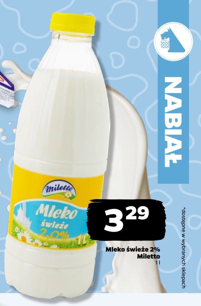 Mleko 2 % Miletto promocja w Netto