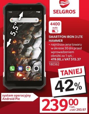 Smartfon HAMMER IRON 3 LTE promocja w Selgros