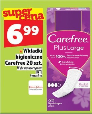 Wkładki higieniczne Carefree 20 szt. promocja w TOPAZ