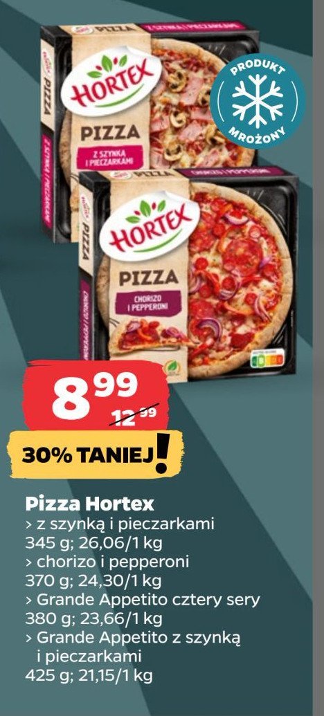 Pizza grande appetito z szynką i pieczarkami Hortex promocja w Netto