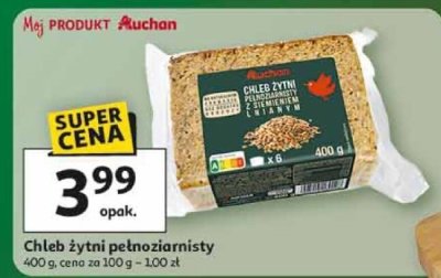 Chleb żytni pełnoziarnisty promocja w Auchan