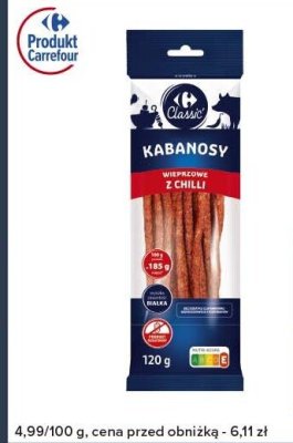 Kabanosy wieprzowe z chilli Carrefour Classic promocja w Globi