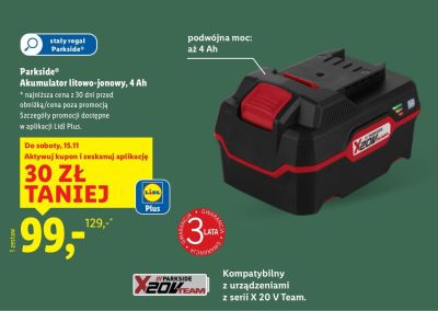 Akumulator litowo-jonowy 4 Ah Parkside promocja w Lidl
