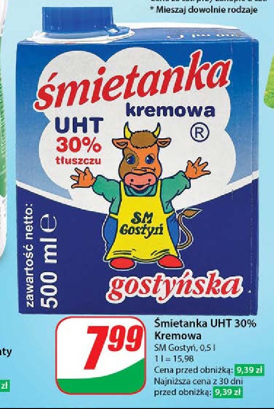 Śmietanka kremowa 30 % Gostyń promocja
