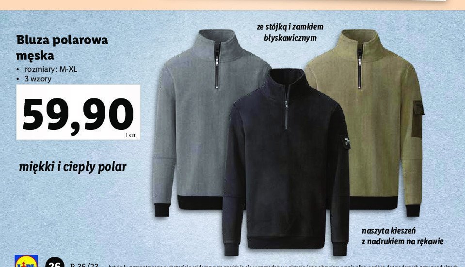 Bluza m臋ska polarowa m-xl promocja