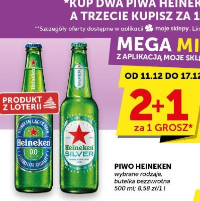Piwo Heineken wybrane rodzaje, butelka bezwrotna 500 ml promocja w Euro Sklep