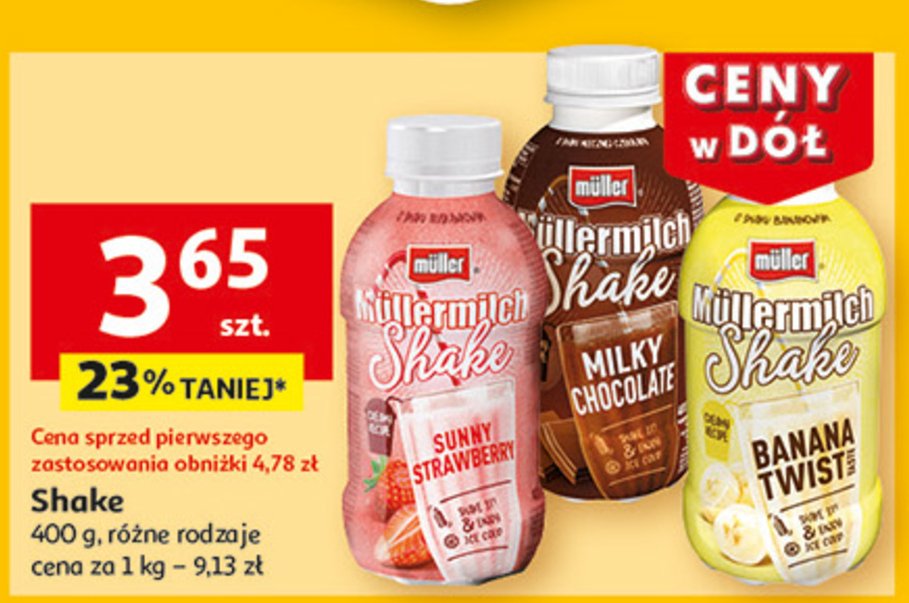 Napój mleczny milky chocolate Mullermilch shake promocja w Auchan