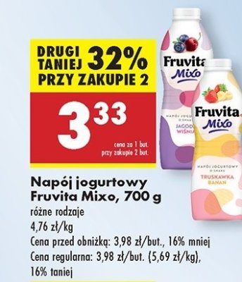 Nap贸j jogurtowy jagoda wi艣nia Fruvita mixo promocja