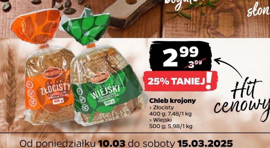 Chleb wiejski krojony Oskroba promocja w Netto