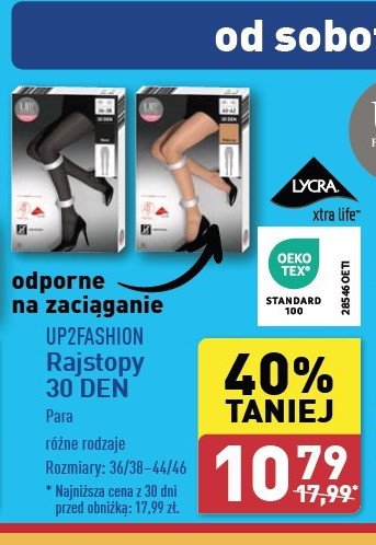 Rajstopy damskie 130 den 36/38 - 48/50 Up2fashion promocja w Aldi