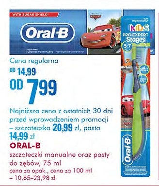 Szczoteczka do zębów 5-7 lat cars Oral-b kids promocja