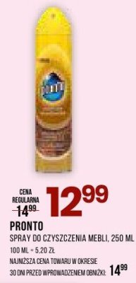 Spray PRONTO spray do czyszczenia mebli promocja w Drogerie Natura