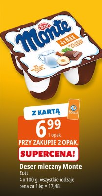 Deser mleczny Monte Zott promocja w Leclerc