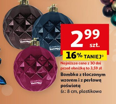 Bombka z tłoczonym wzorem i perłową poświatą 8 cm Actuel promocja w Auchan