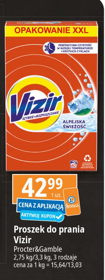 Proszek do prania alpejska świeżość Vizir promocja