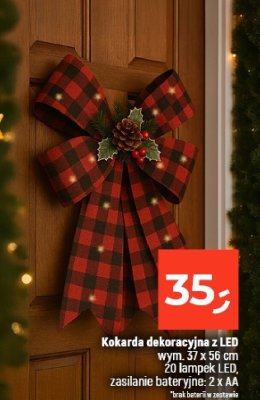 Kokarda dekoracyjna z LED wym. 37 x 56 cm 20 lampek LED zasilanie bateryjne 2 x AA promocja w Dealz