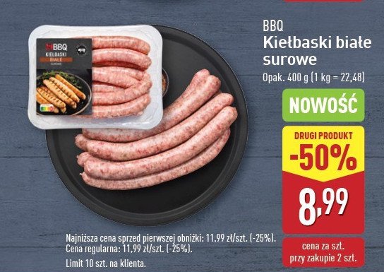 Kiełbaski białe surowe BBQ (MIĘSO) promocja w Aldi