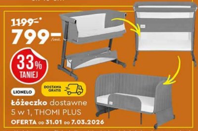 Łóżeczko dostawne 5 w 1, Thomi Plus promocja w Biedronka