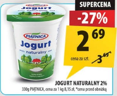Jogurt naturalny 2% Piątnica promocja w Arhelan