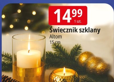 Świecznik szklany Altom promocja w Leclerc