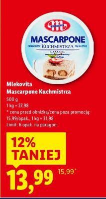Ser Mlekovita Mascarpone Kuchmistrza promocja w Lidl