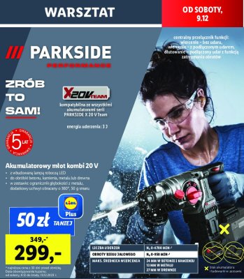Młot akumulatorowy kombi 360 20 v Parkside promocja