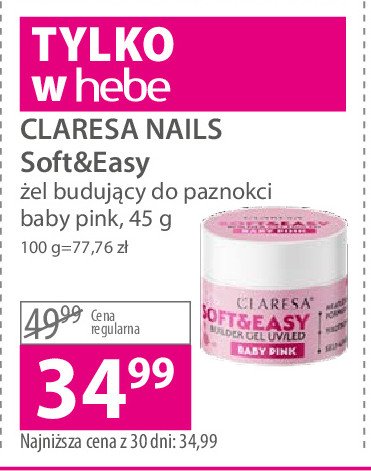 呕el buduj膮cy do paznokci baby pink Claresa promocja