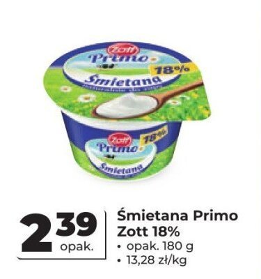 Śmietana Primo Zott 18% promocja w Odido