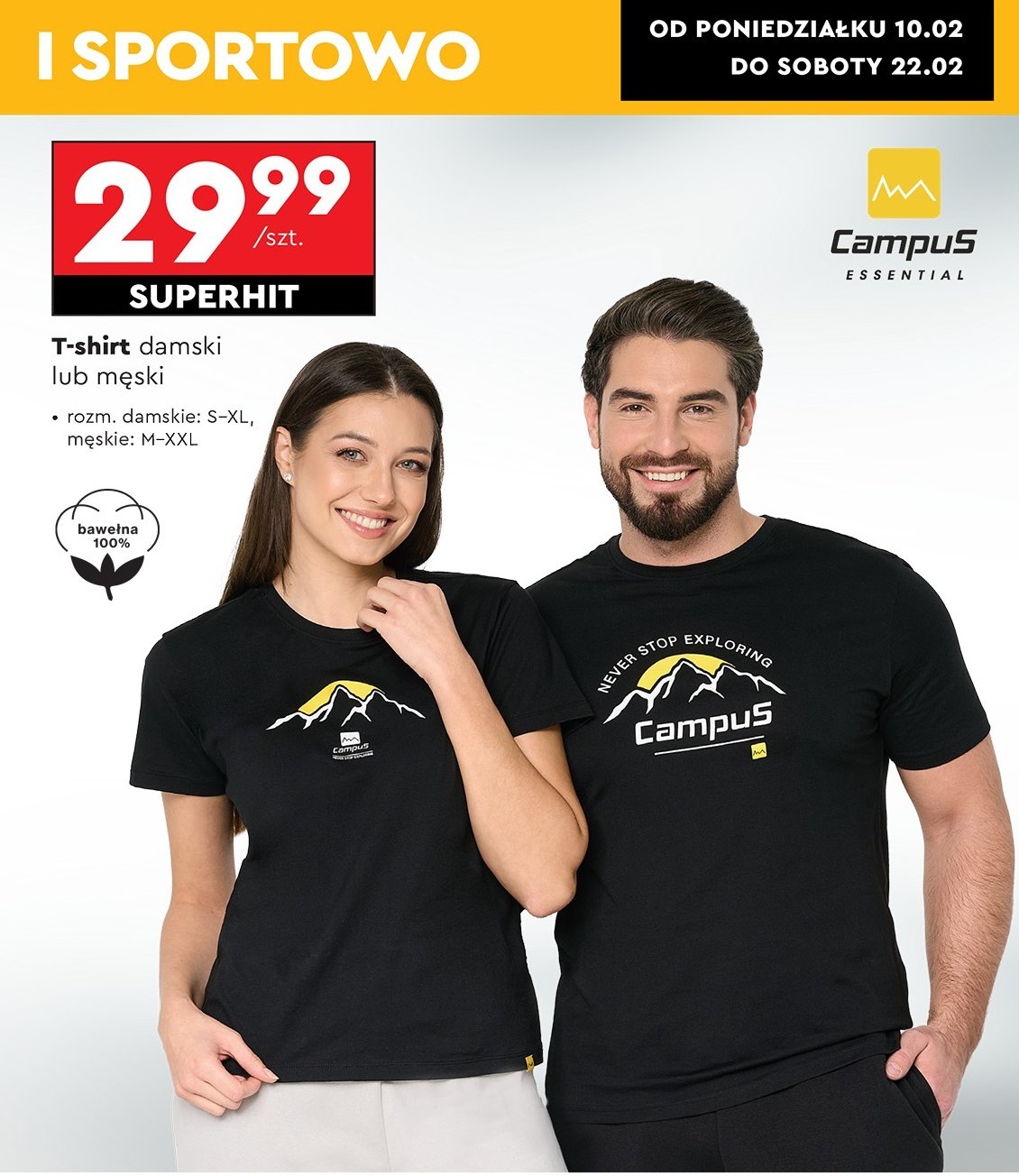 T-shirt damski rozm. s-xl CAMPUS promocja w Biedronka