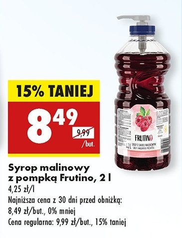Syrop malinowy z pompk膮 FRUTINO promocja