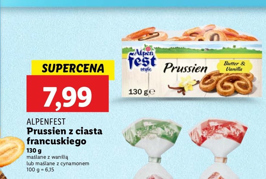 Prussien z ciasta francuskiego maślane z wanilią Alpen fest promocja